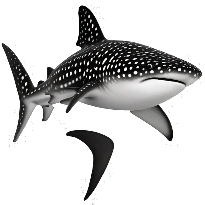whale shark in black and white emoji