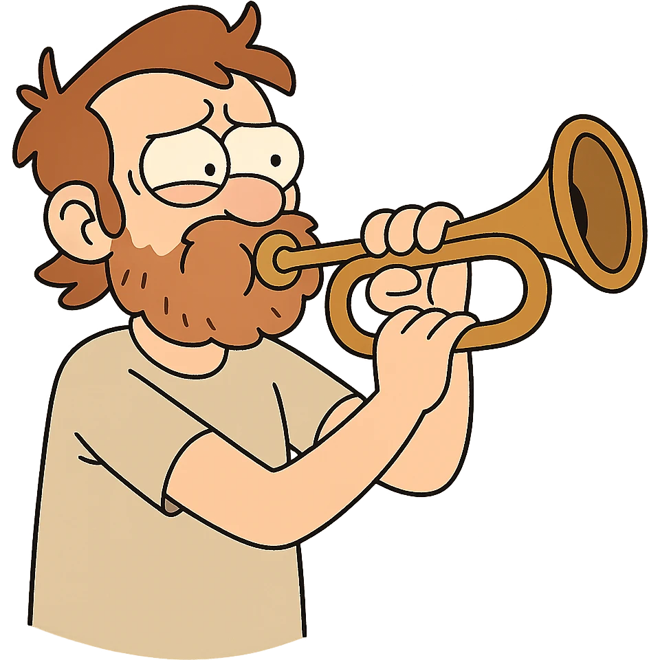 a bugle, simple cartoon style, bold lines emoji