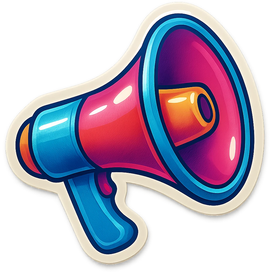 A sticker of a megaphone badge emoji
