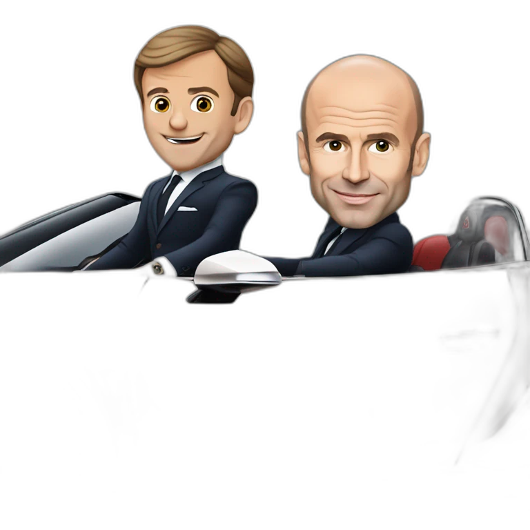 Emmanuel Macron et Zidane dans une Bugatti Chiron emoji