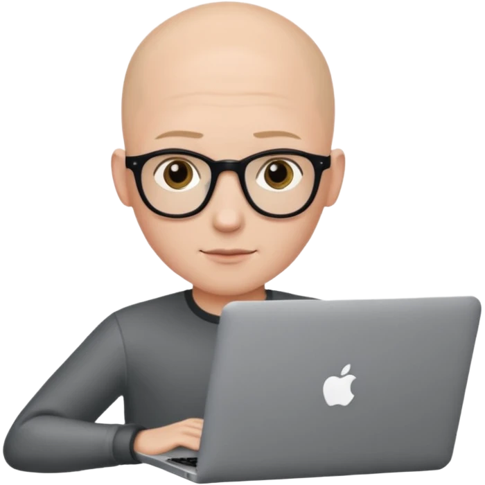 bald yong guy with macbook emoji