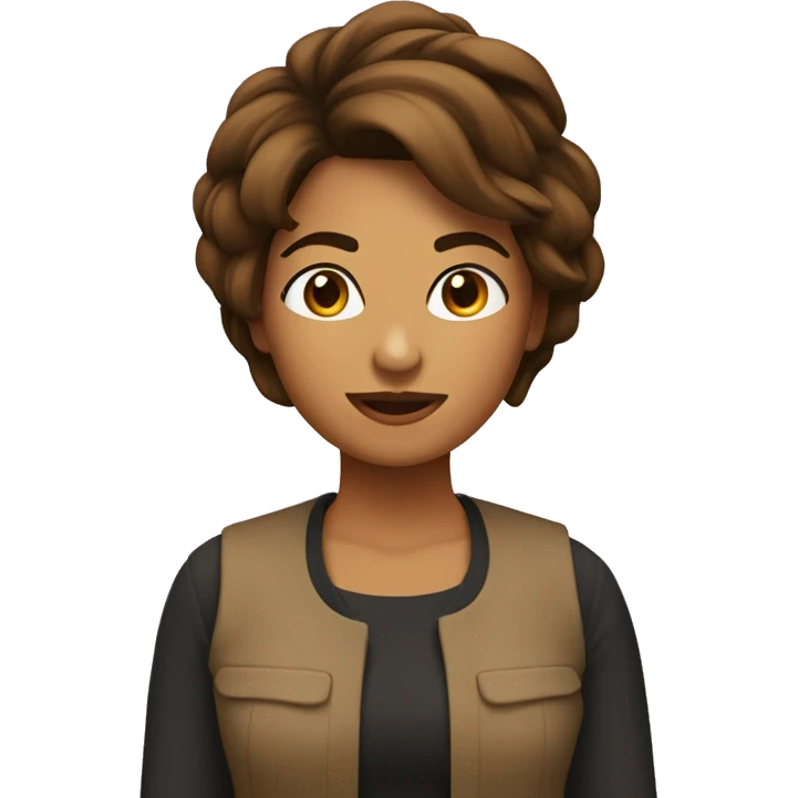 Chica con pelo marrón corto con volumen emoji