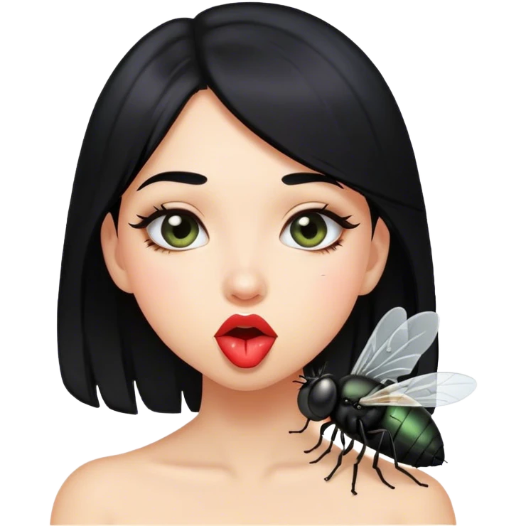 A girl with black hair doing fly kiss emoji
