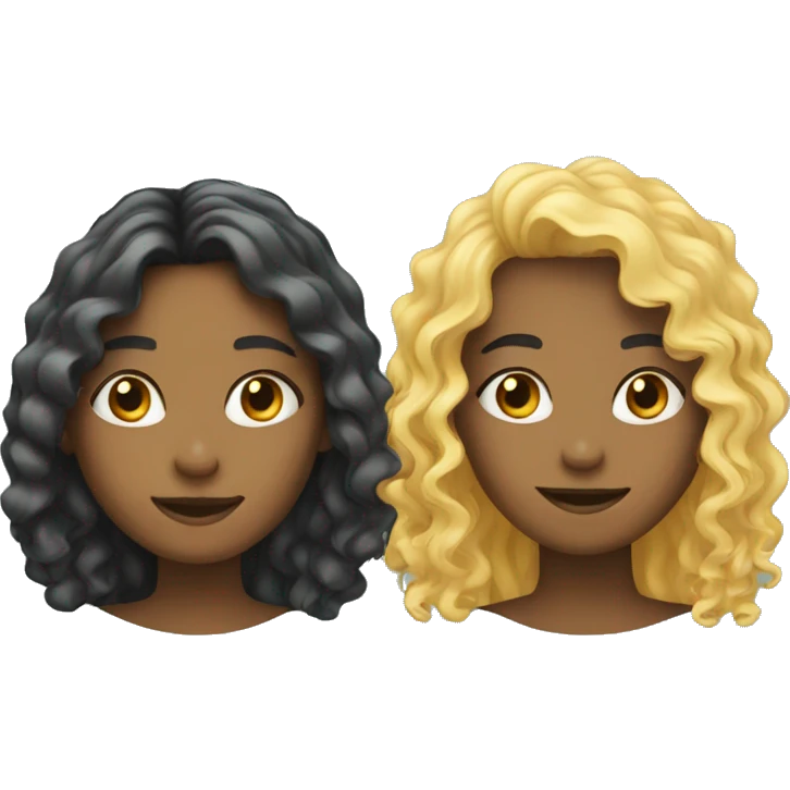 two girls one with straight hair second with curly hair emoji