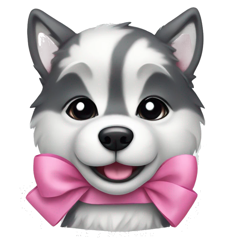 Cute husky with a pink bow emoji