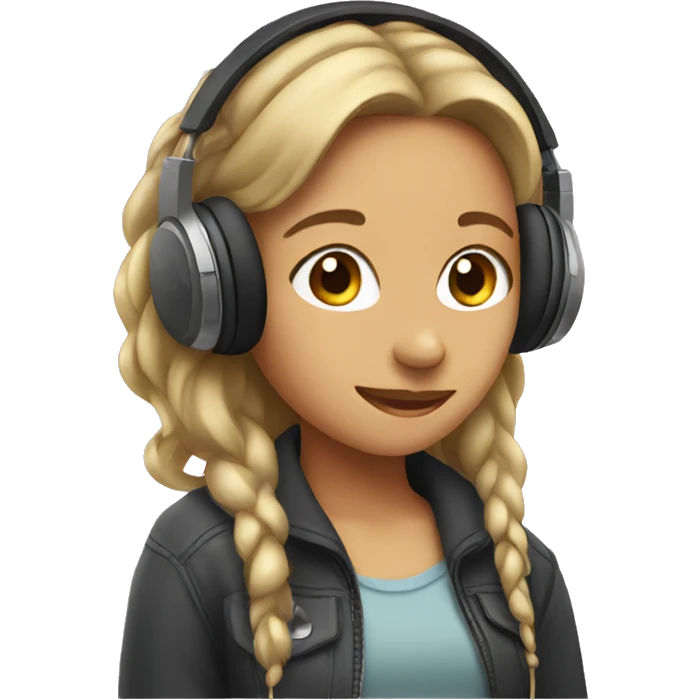 Girl listening a music on headphones  emoji