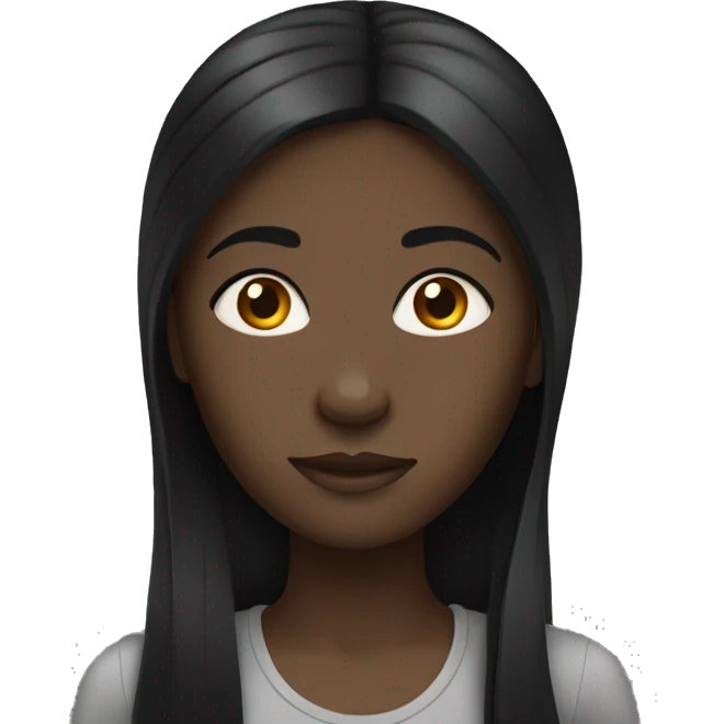 dark-skinned girl with long straight black hair emoji