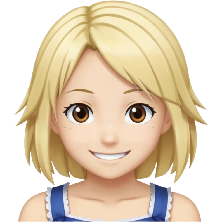 Smiling Lucy Heartfilia from Fairy Tail with blonde hair and brown eyes emoji