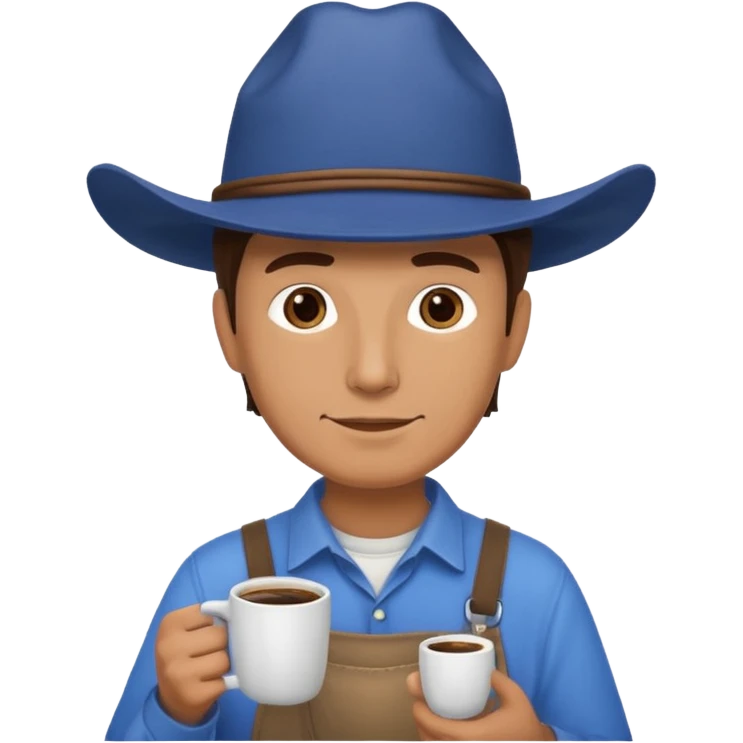 Ranch hand with blue hat and coffee mug emoji