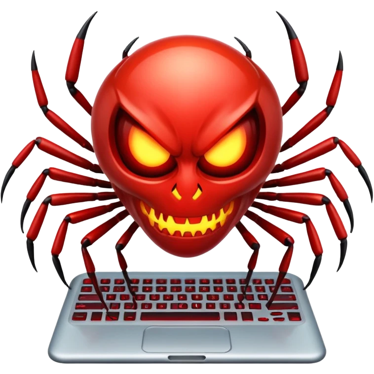 menacing computer virus, digital bug, evil software emoji