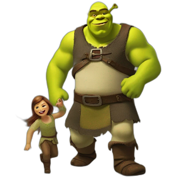 Shrek throw a kid emoji