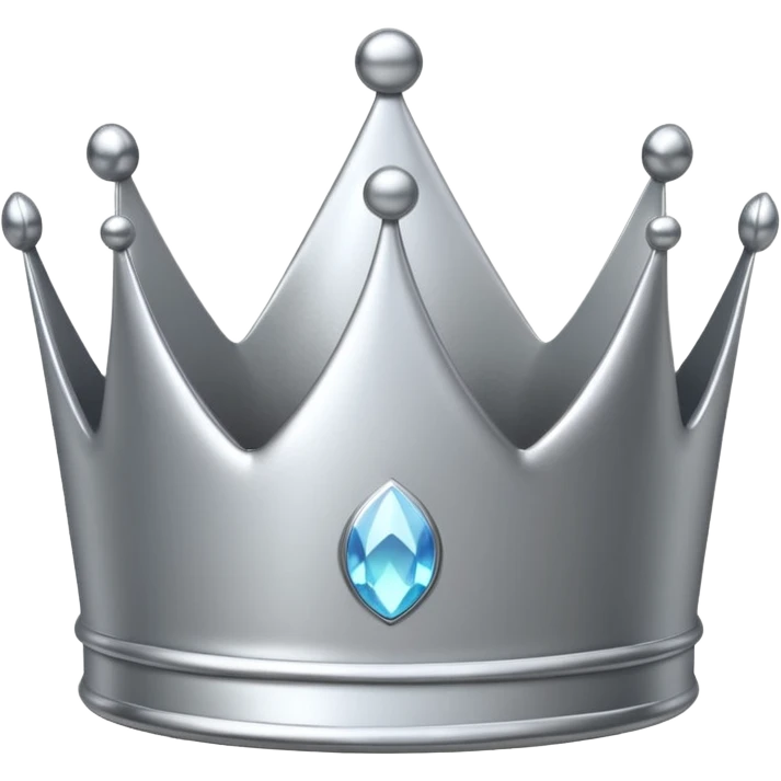 A luxury silver crown emoji, chrome metallic finish, smooth rounded edges, subtle sparkle, polished reflective surface, cute proportions, iOS emoji style, centered on a clean white background, soft studio lighting, no outlines emoji