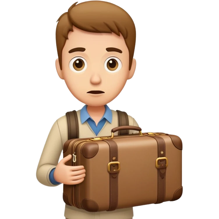 Lost luggage with traveler looking confused emoji