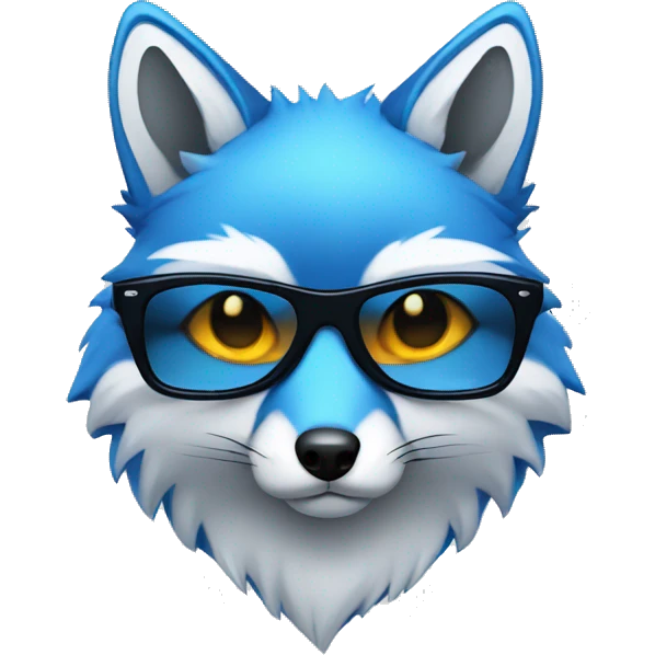Blue fox with serious face in dark glasses emoji