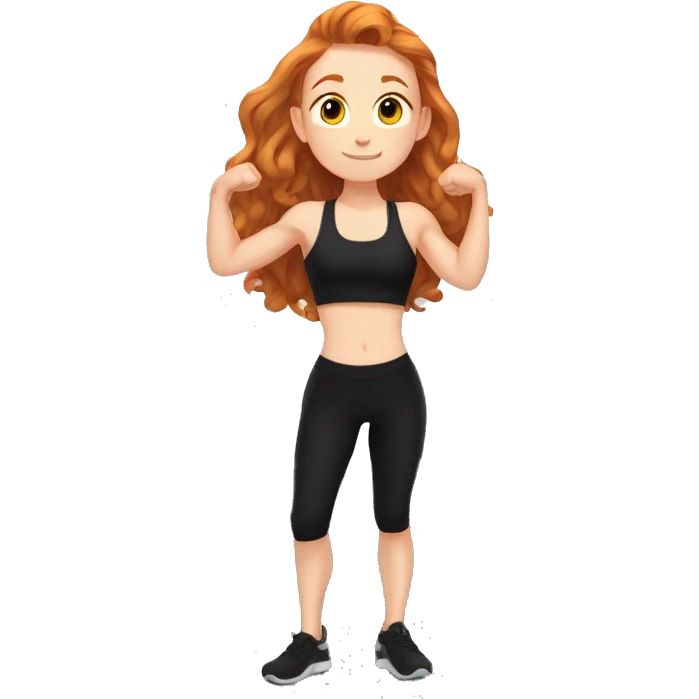 Aesthetic cute Ginger girl in black gym fit full body stretching  emoji