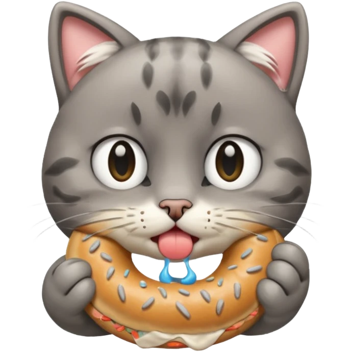 Ağlayan üzgün simit yiyen kedi emoji