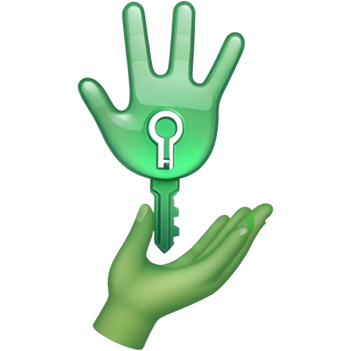 minimalistic green hand icon semi-transparent, key icon emoji