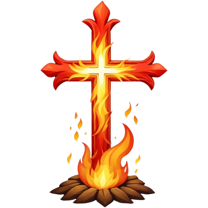 Cross with fire emoji