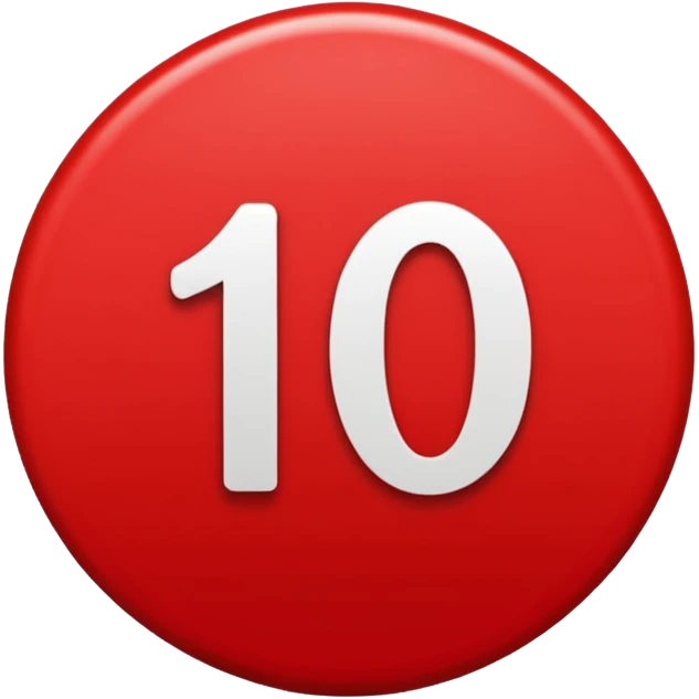 make a circle with a red number 10 in it, and make it red emoji