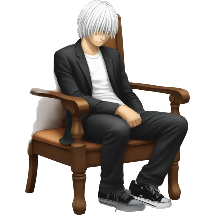 L Lawliet death note squat on chair emoji