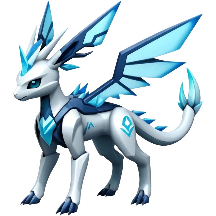 Futuristic Kyurem-Glaceon-dialga-hybrid, full body emoji