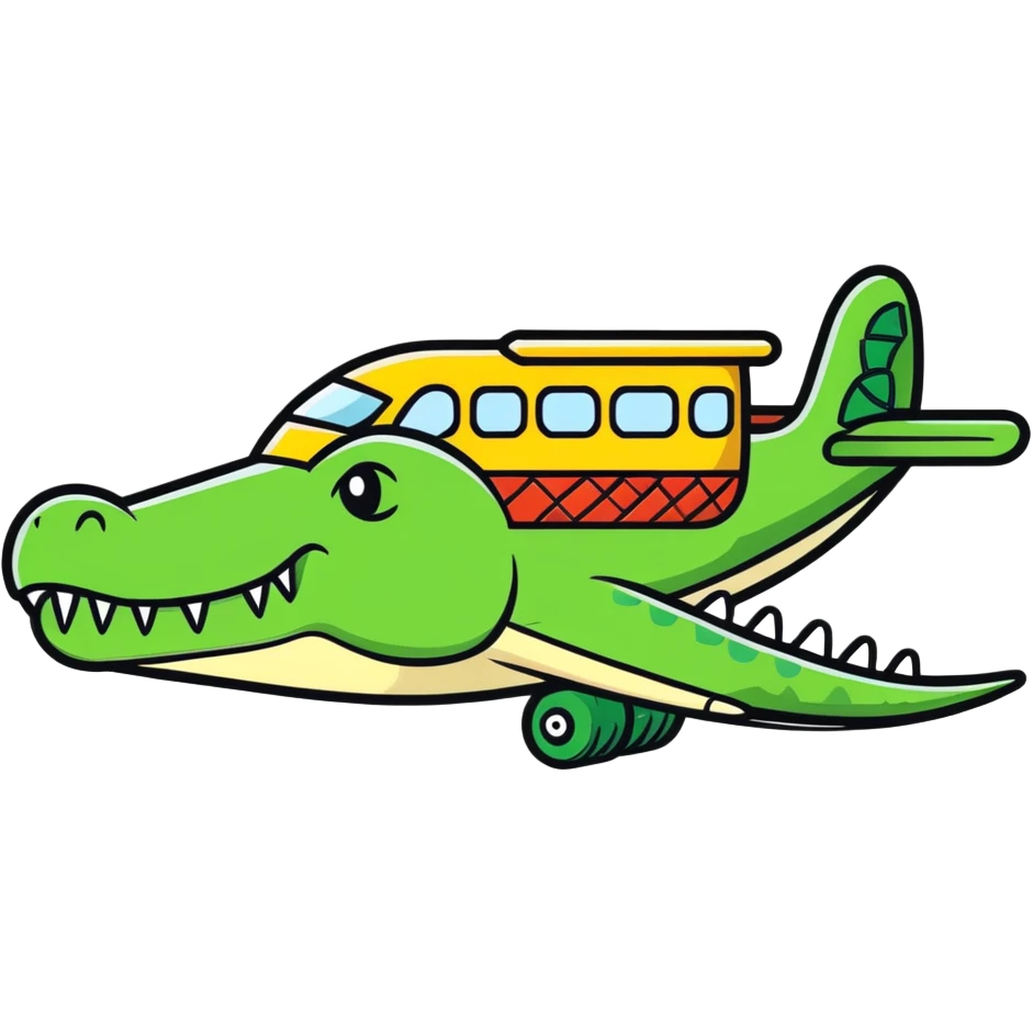 Un avión con cara de de cocodrilo emoji