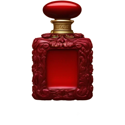 Dark red vintage French style perfume bottle with red asters emoji