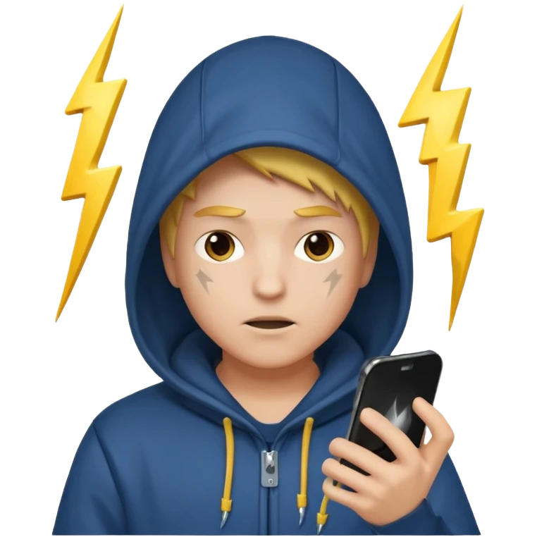 hooded-on-their-phone-making-money lighting bolt emoji