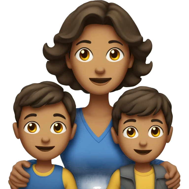 Brunette mom with two sons emoji