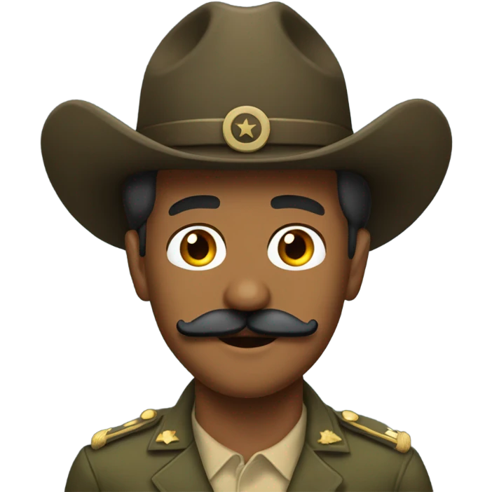 Brown man with a mustache in a army cavalry Stetson  emoji