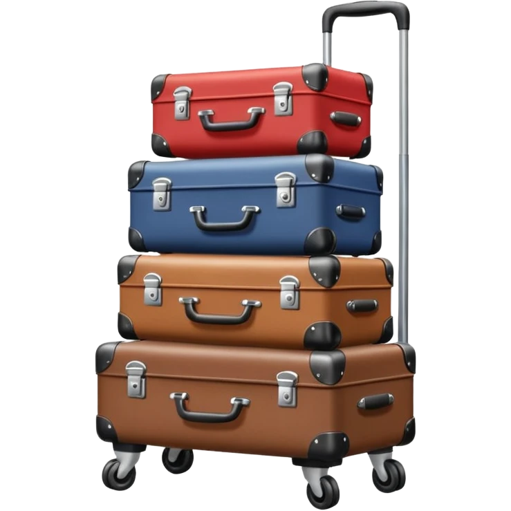 luggage on a baggage cart and the laggage color is diffrent  emoji