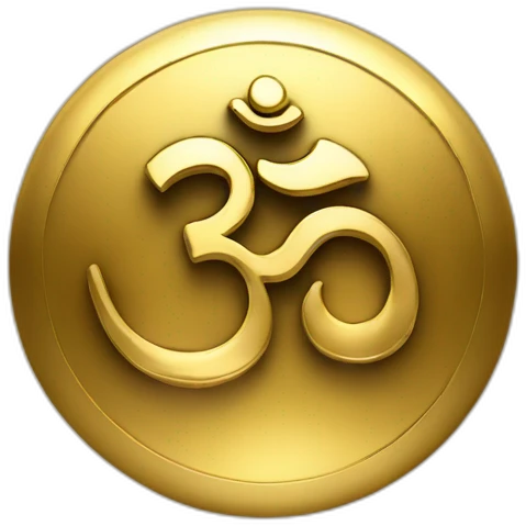 Om symbol in a rich gold color, with a slight vibration no background emoji