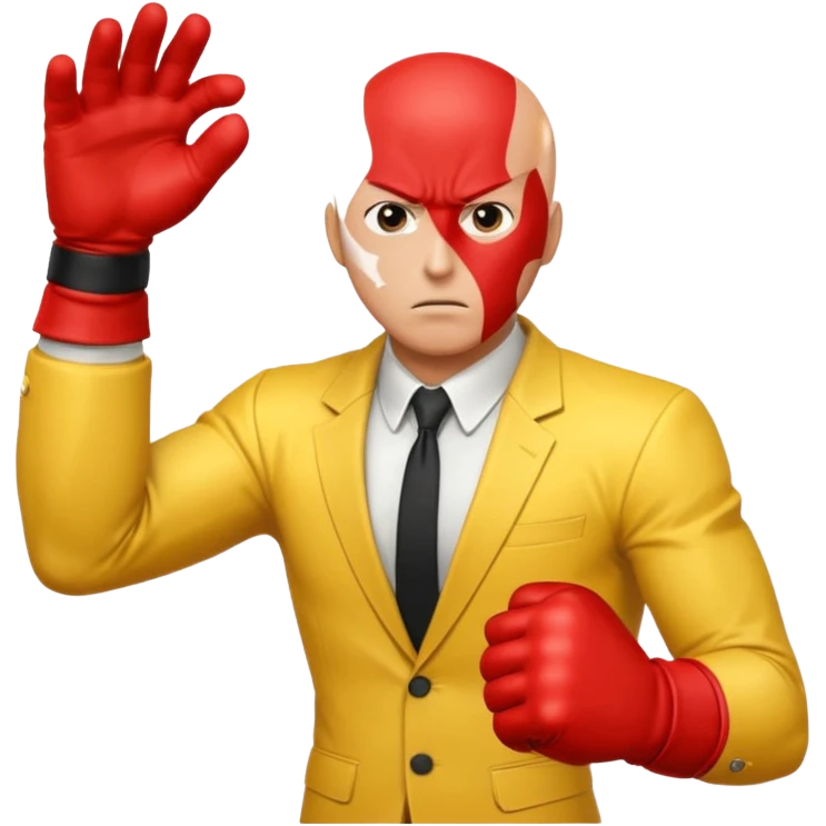Angry Saitama with his red giant hand punching emoji