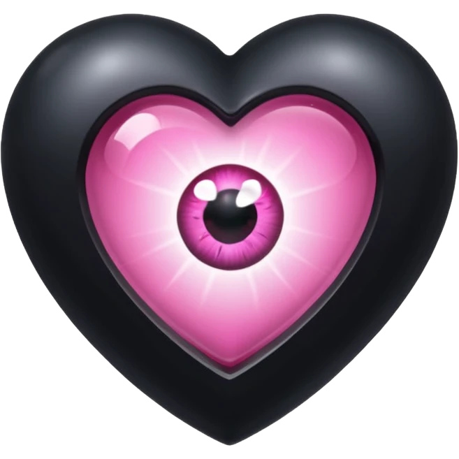 A black heart Gem with a pink eye in the center emoji
