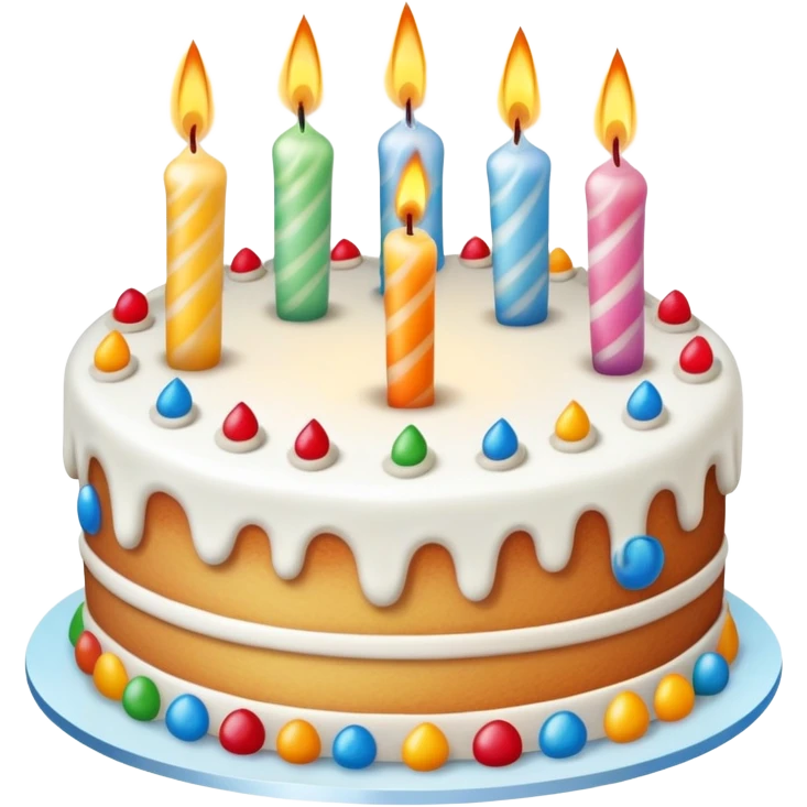 Beautifully decorated whole birthday cake with frosting and candles on top emoji
