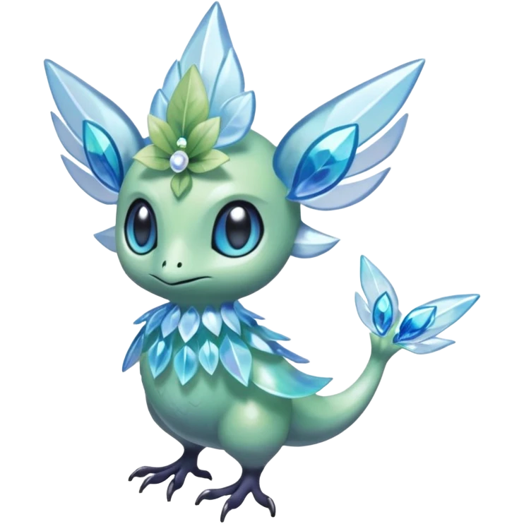 elemental icy floral ethereal glacial Axew-Rufflet-Brionne-Celebi-Pokémon-Fakémon-hybrid-creature emoji