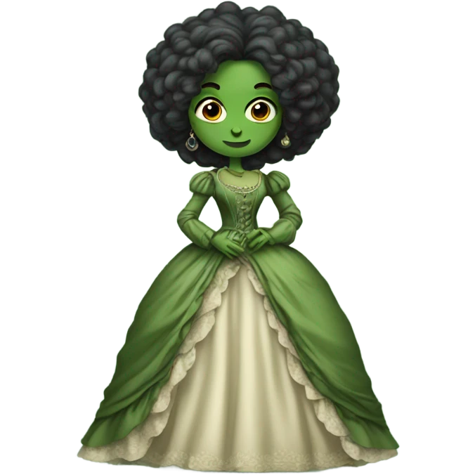 green woman galora in Victorian dress elegant, full body emoji