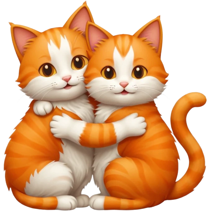 two happy cats hugging emoji