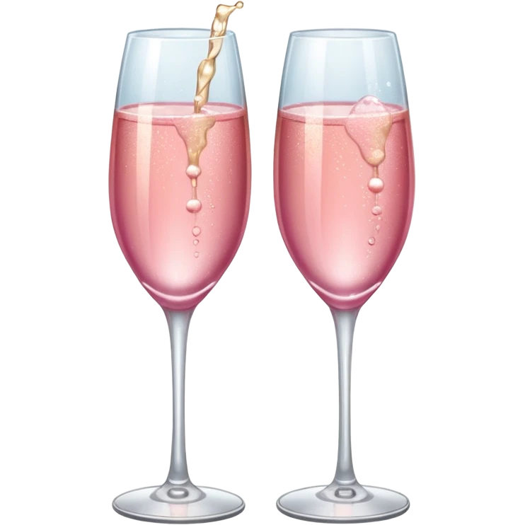Two stemmed glasses filled with pink champagne clinked together emoji
