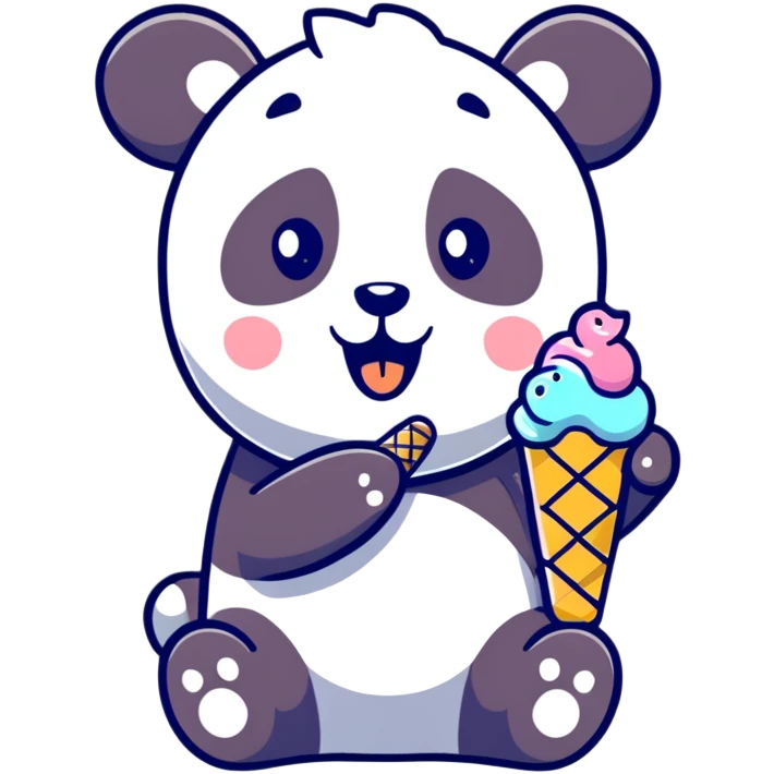 Panda eating ice cream emoji