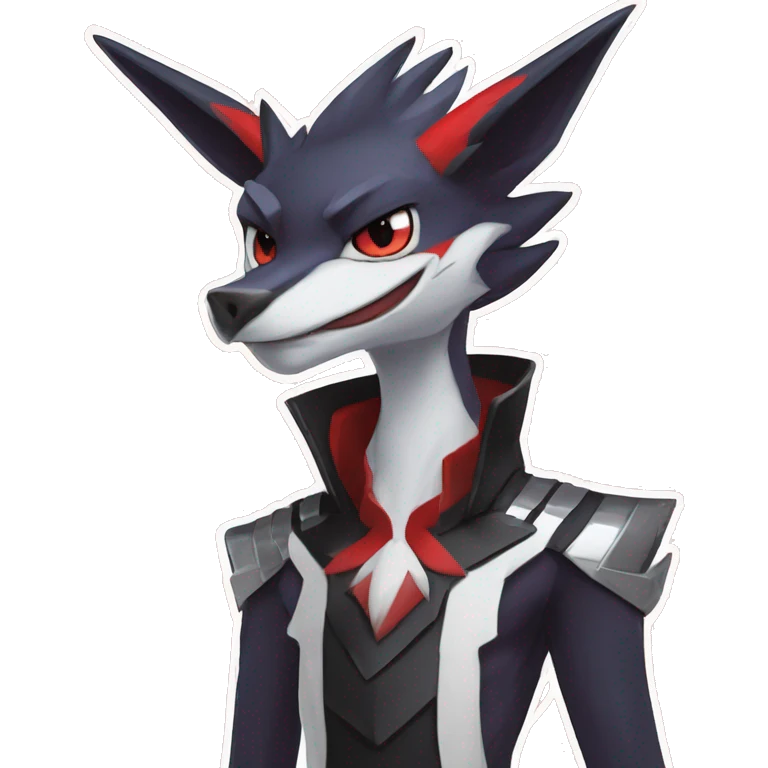 Black Cool Edgy Anthro Noivern-Nargacuga-Silvally-Sergal-Fakémon  with White and Red Edgy markings emoji