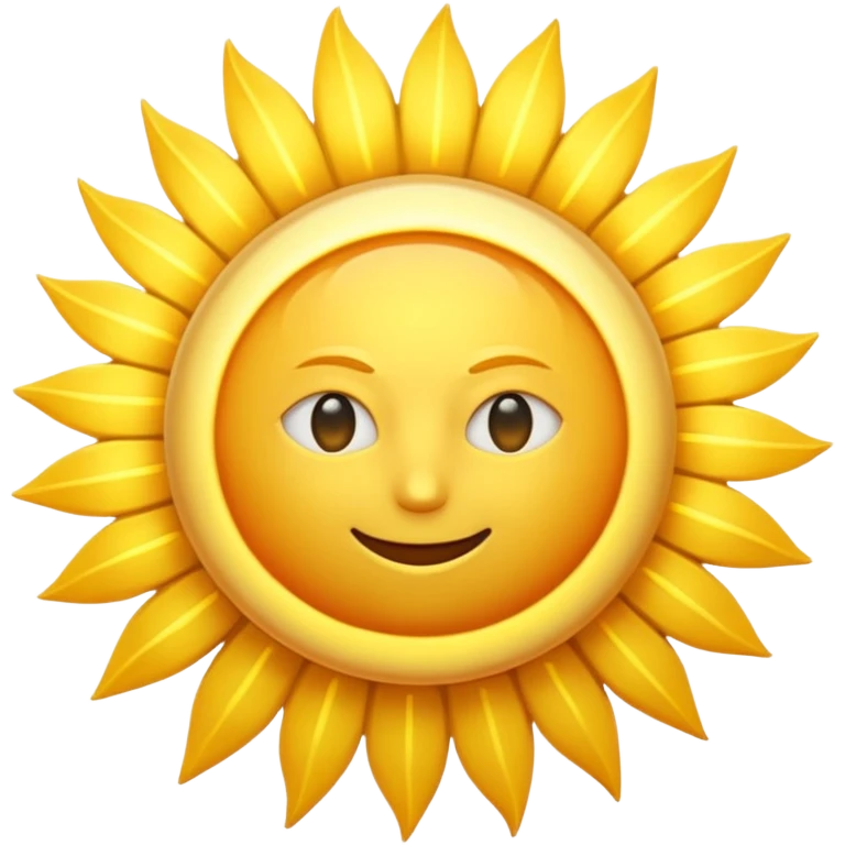 A radiant golden sun, with long, bright rays surrounding it, an intense yellow center, detailed 3D emoji style, neutral background, soft and vibrant lighting.  emoji