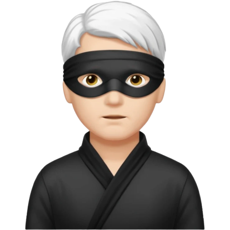 A guy with standing white hair and a black blindfold without eyeholes emoji