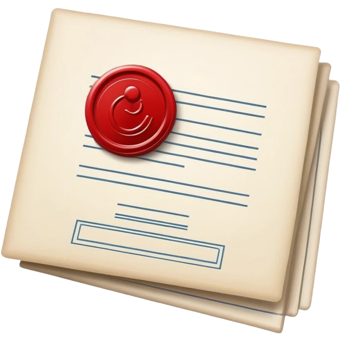 Document icon with official stamp or seal, symbolizing business registration and authorization emoji