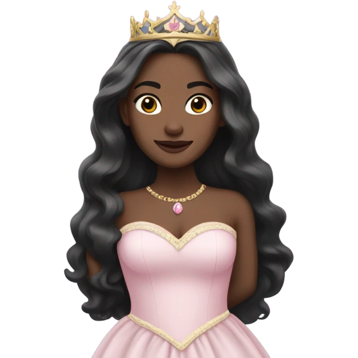 Princess- pale skin- Long dark hair-  light pink dress emoji