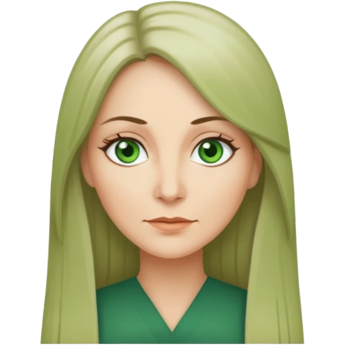 middle age woman with green eyes and long straight ash hair emoji