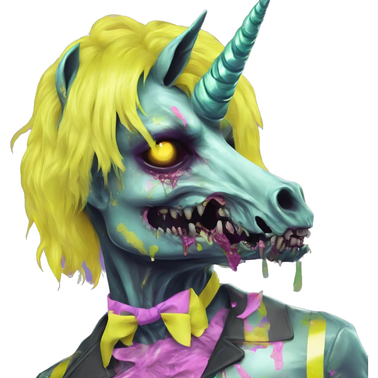 .Zombie_ Vaporwave black holographic oilslick zombie unicorn smoking yellow caution tape  emoji
