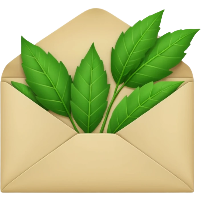 an envelope green with leaves inside emoji
