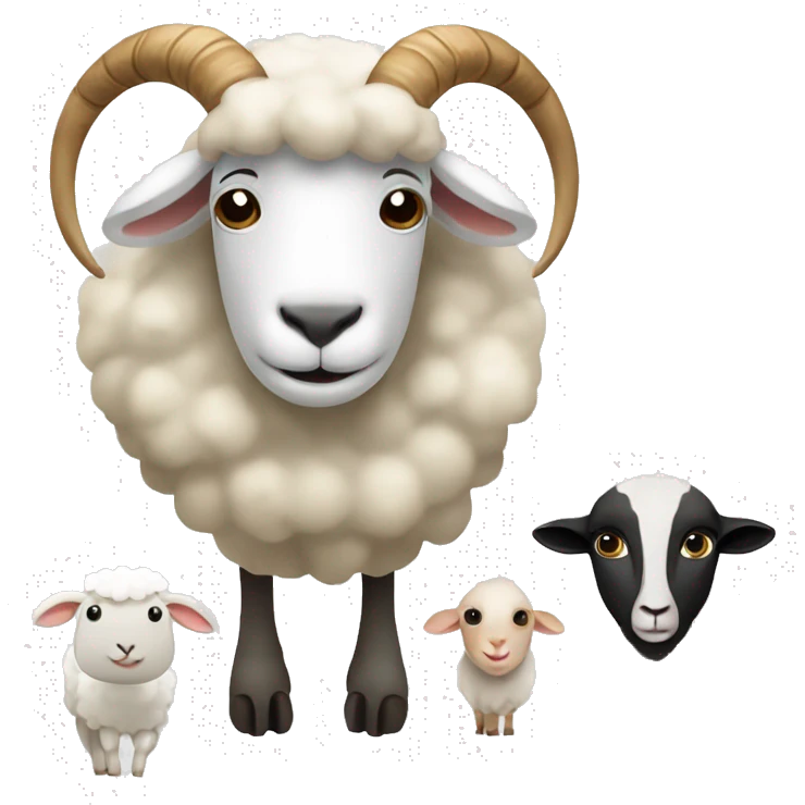 Sheep, ram and goat are facing forward emoji