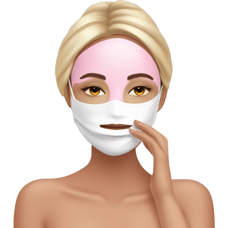 Lady with pastel pink face mask spa beauty full face relaxing emoji
